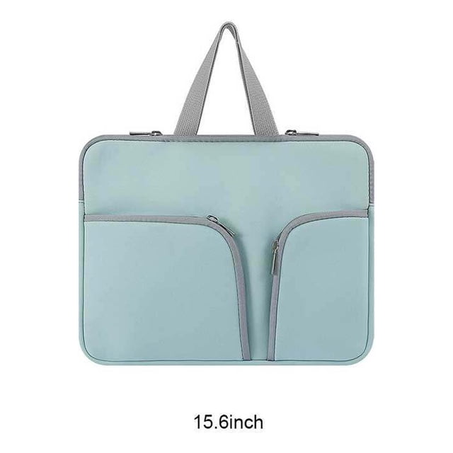 Housse d'Ordinateur Portable Étanche Sacoche Portable Pochette Protectrice Réutilisable Compartiments de Rangement pour Affaires Vert 15,6 Pouces