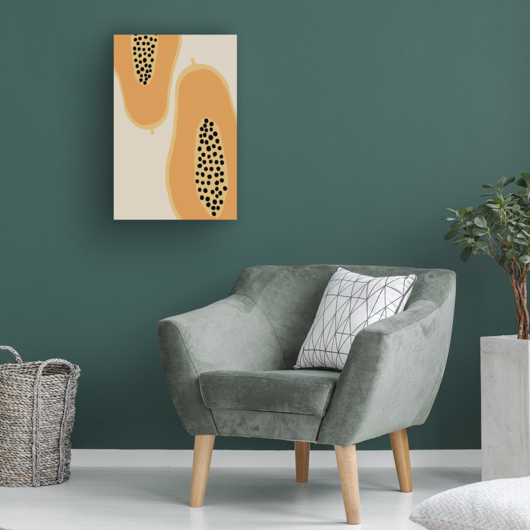 Canvas Wall Art - Pictufy Studio Ii 'Papaya Fruit' Wall Art for Living Room, Bedroom, or Office Décor by Trademark Fine Art - 16 x 24 Inches