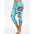 thumbnail image 1 of Más el tamaño de la impresión del labio de la bandera americana recortada Jeggings Rosegal Leggings de talla grande, 1 of 5