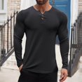 thumbnail image 2 of Mens Waffle Henley Shirt Long Sleeve Thermal Pullover Lightweight Casual Button Placket Stylish Tshirts, 2 of 5