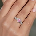 thumbnail image 4 of Gem Stone King 925 Sterling Silver Pink Moissanite and White Moissanite Halo Ring for Women | 0.98 Cttw | Heart Shape 6MM | Gemstone Birthstone | Size 6, 4 of 6