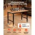 thumbnail image 2 of KFFKFF Établi Réglable sur Roues, Capacité de 1500 Lb, Établi avec Dessus en Bois de Chêne de 48 x 24 Pouces avec Réglage de Hauteur de 28,5 à 42,3 Pouces, Table de Travail en Bois Dur et Robuste, 2 of 9