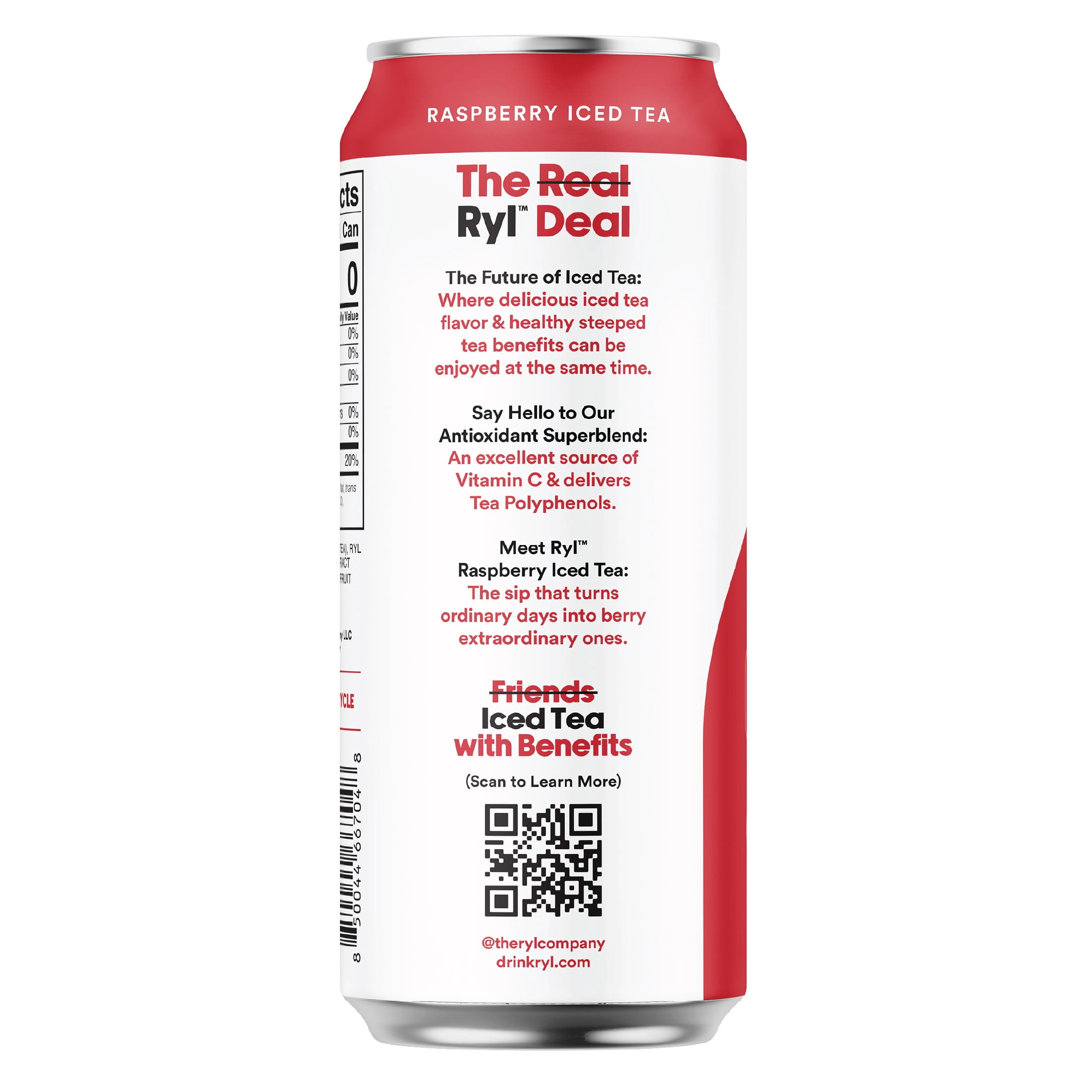 (12 pack) Ryl Iced Tea Raspberry, Zero Sugar Black Tea, Antioxidant Superblend, 16 fl oz Ready-to-Drink Can, No Artificial Sweeteners