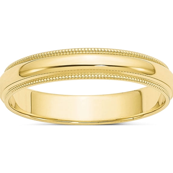 10K Yellow Gold 10Ky 4mm Milgrain Half Round Band Size 8 Made In United States 1m040-8
