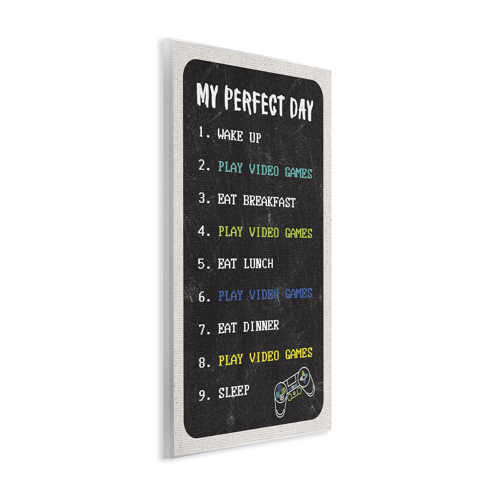 Stupell Industries Perfect Day Gamer Life Typography Painting Unframed Art Print Wall Art, 13 x 19