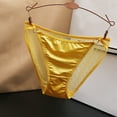 thumbnail image 2 of Siilsaa Women's Low Waist Lace Briefs Solid Color Cotton Crotch Underwear Panties Underwear Women Boy Shorts Yellow,XL, 2 of 4