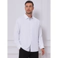 thumbnail image 4 of DARING DIVA Men's Plaid Collar Long Sleeve Button Down Business Dress Shirt White M, 4 of 7