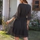 thumbnail image 3 of Vestido con cintura elástica,Vestido cruzado con cuello en V Vestido con manga acampanada Vestido cruzado con cuello en V Diseño de última generación, 3 of 6