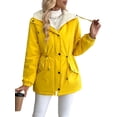 thumbnail image 2 of Women'S Warm Winter Coat Thicken Fleece Lined Parka Plus Size Jacket with Hood Yellow XL, 2 of 9