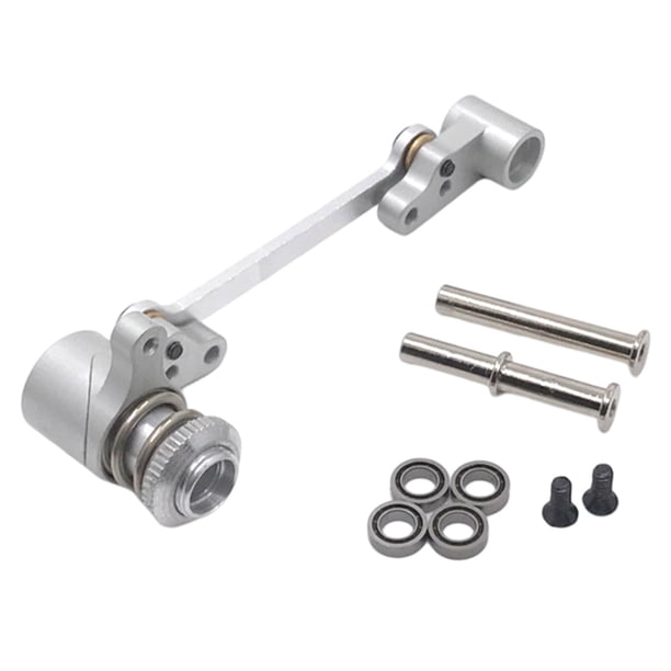 Conjunto de dirección metálica para Wltoys 124016, 124017, 124018 y 124019 (coche RC a escala 1/12). Plata