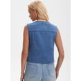 thumbnail image 4 of DARING DIVA Women's V Neck Button Up Sleeveless Cropped Denim Vest XL Blue, 4 of 7