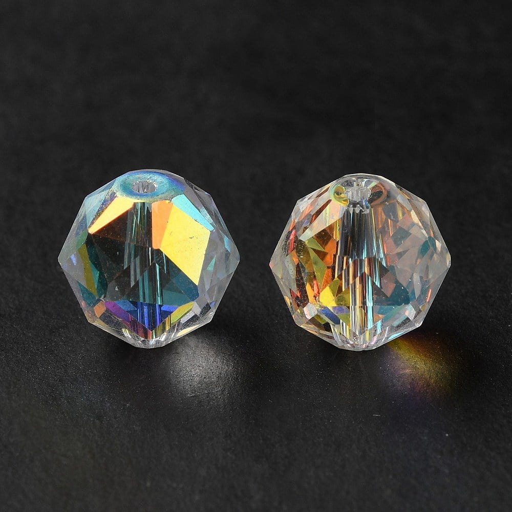 Glass K9 Glass Imitation Austrian Crystal Beads Faceted Round Clear AB 10x9mm Hole: 1mm