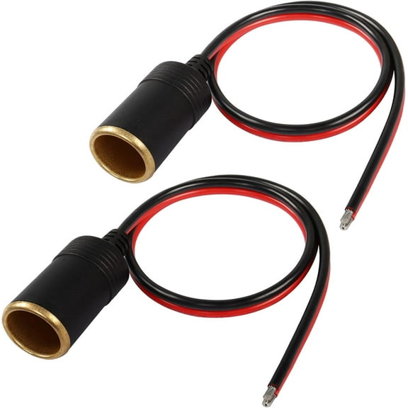 Car Charger Power Cigarette Lighter Female Socket Cable Pigtail Connector Bare Wire 12AWG Pure Copper Extension Cable Car Replacement Cigar Cable 30A DC 12V / 24V-2 PCS