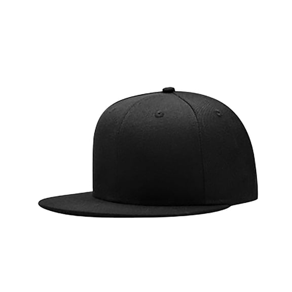 Unisex Hip Hop Flat Brim Baseball Cap, Adjustable Snapback Style Hat for Men and Women, Daily Outdoor Sport Cap Black