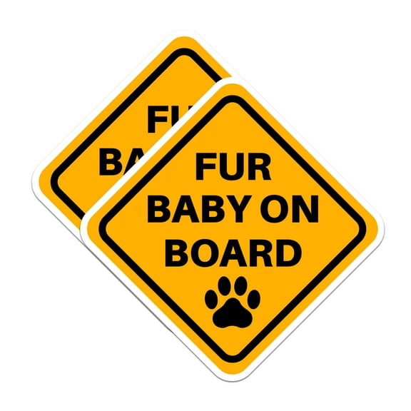 (2 Pack) Fur Baby On Board Stickers - Dog in Car - Fur Baby in Car - 5 Inches On Longest Side - Premium Vinyl - for Cars, Trucks, Skateboards, Laptops - Made in USA - BMCS1125