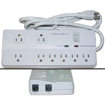 Fax Modem Surge Protection ACCL 6ft Power Cable With 8 Outlets Surge Protector, Fax Modem Protection, Max 2160 Joules, 4pk ()