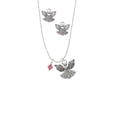 thumbnail image 2 of Delight Jewelry Indian Pink Crystal Bicone Silver tone Guardian Angel Charm Necklace and Stud Earrings, 2 of 4