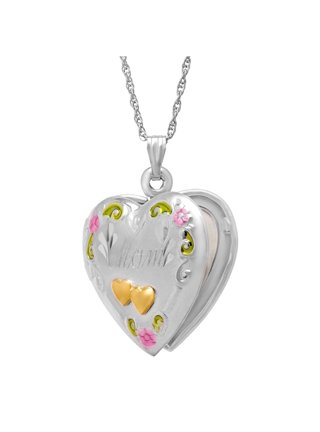 Claire's Embellished Initial Glitter Heart Locket Necklace (A) | Pink