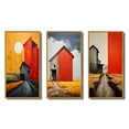 thumbnail image 2 of Designart "Landscape Barns Rural Collage VI" Farmhouse Framed Wall Art Set Of 3 - Red Barns Frame Gallery Wall Set For Home Decor, 2 of 7