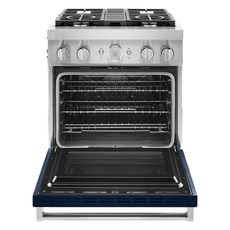 KitchenAid - 4.1 Cu. Ft. Freestanding Dual Fuel True Convection Range with Self-Cleaning - Ink blue