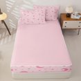 thumbnail image 4 of Manfei Kawaii Moon Zipper Queen Comforter Set with Fitted Sheet and 2 Pillowcases,Cute Stars Polka Dot Zipper Bedding Set,Pink,Pink Reversible,4pcs, 4 of 8