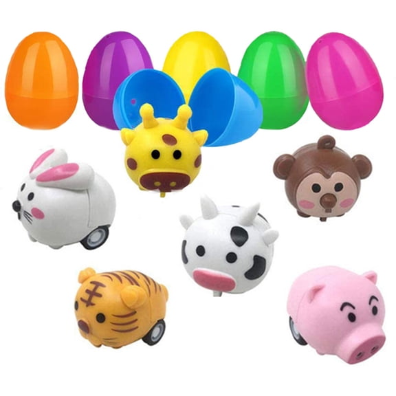 6 Pack Prefilled Easter Eggs, 2.6Inch Easter Eggs Filled With Cute Animal Toys, Perfect For Easter Egg Hunts Basket Stuffers Party Favors