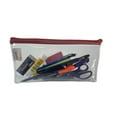 thumbnail image 4 of K-Cliffs Clear Pencil Pouch Transparent Student School Supply Bag PVC Cosmetic Bags See Through Vinyl Shaving Toiletry Makeup Holder Red Trim, 4 of 6