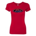 thumbnail image 2 of Red Blue and Black Ford Logo | Womens Cars and Trucks Slim Fit Junior Tee, Red, Large, 2 of 3