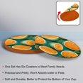 thumbnail image 4 of Cantaloupe Set of 6 Round Microfiber Leather Coasters, 11x11 cm/4.3x4.3 in Drink Coasters for Home and Office, Heat, Stylish Table Mats, 4 of 6