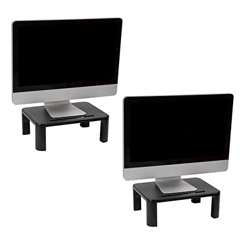 Mind Reader Anchor Collection, Monitor Stand, 50lb. Capacity, Set of 2, Black