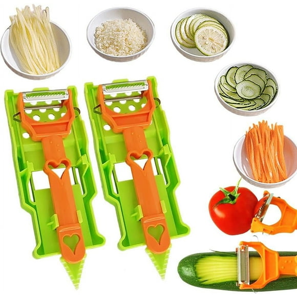 Pelador Multifuncional 2-En-1, Julienne Peeler Vegetable Peeler with Stainless Steel Blades, 3-in-1 Multifunctional Kitchen Peeler for Fruits & Vegetables, Includes Lemon Juicer & Hooks