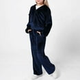thumbnail image 4 of Fgnfyis Velvet Tracksuit for Girls Cozy Fall Winter Outfit with Hooded Sweatshirt and Jogger Pants Casual 2Piece Athletic Wear Blue 9-10 Years, 4 of 5