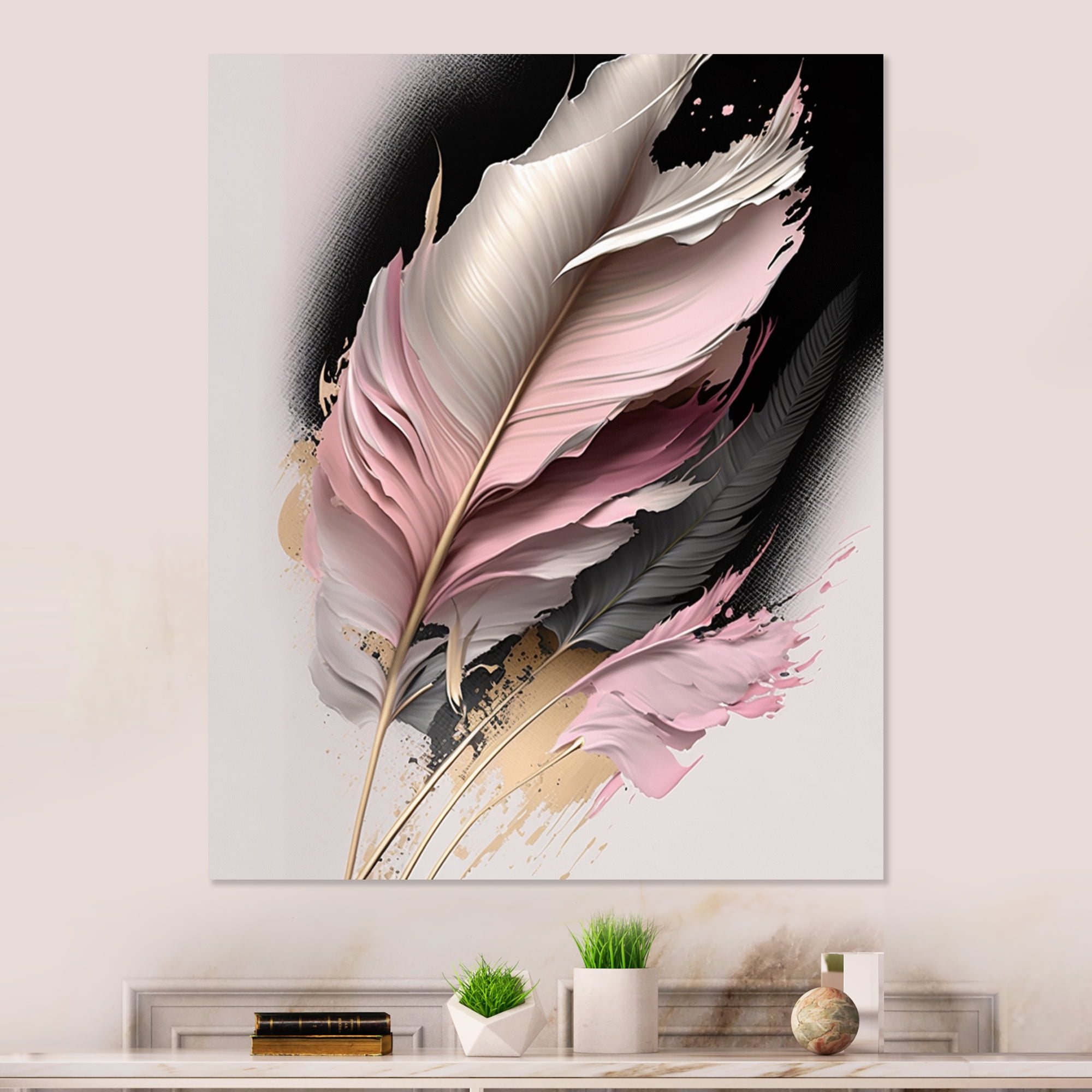 Designart Pink And Beige Hyperrealistic Roses II Canvas Wall Art