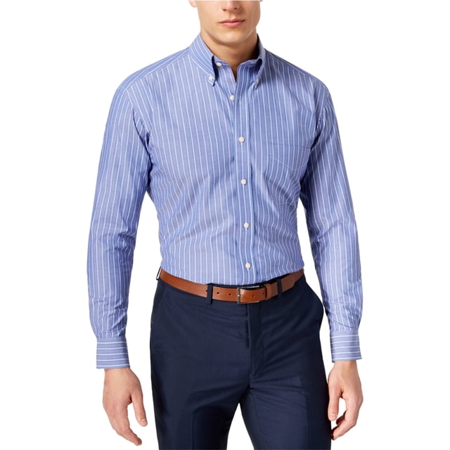 Club Room Camisa de vestir con botones para hombre, azul, cuello de 16 pulgadas, manga de 34 a 35 pulgadas