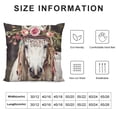 thumbnail image 5 of Animal Throw Pillow Cushion Cover, Boho Horse Head Sketch with Flowers Colorful Feathers Gypsy Spirit, Decorative Square Accent Pillow Case, ", Green Pink, 5 of 5