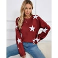 thumbnail image 3 of Crewneck Sweaters for Women Trendy Star Sweater Casual Pullover Sweaters Fall Lightweight Girls Sweaters Shermie, 3 of 6