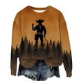 thumbnail image 2 of Ayolanni Womans Tops Brown Long Sleeve Pullover Western Cowboys Crew Neck Blouses Women's Shirts XL, 2 of 4