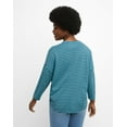 thumbnail image 3 of Hanes Essentials Women's Cotton T-Shirt, Three-Quarter Sleeve Spanish Moss/Metallic Teal M, 3 of 7