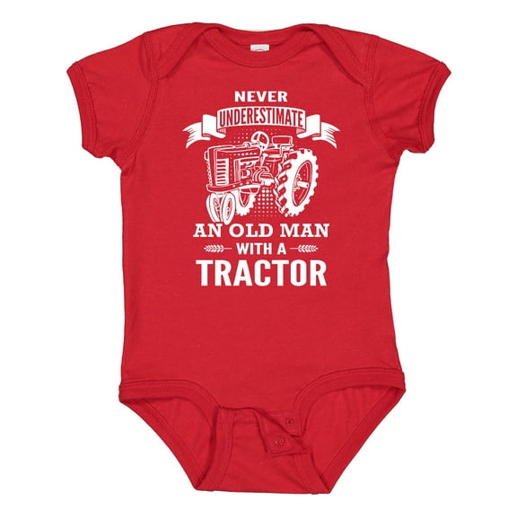 Inktastic Old Man Tractor Boys Baby Bodysuit