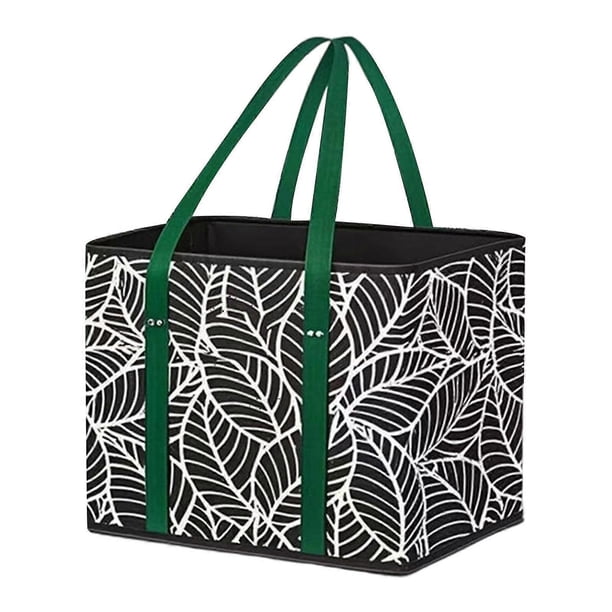 Foldable Grocery Bag with Reinforced Bottom Nonwoven Shopping Basket For Supermarket Hauling Outdoor Activities