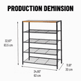 thumbnail image 6 of 5-Tier Shoe Rack with Wood Top & Metal Frame | Free Standing Shoe Storage Organizer for Entryway, Closet, Dorm, Garage | Multi-Purpose Shelf for Sneakers, Slippers, Boots, 6 of 9
