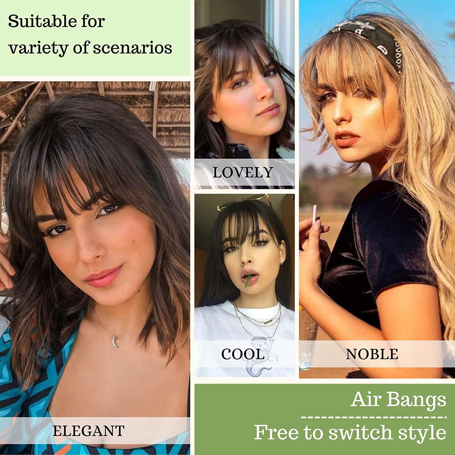 Ustar Clip in Bangs - 100% Human Hair Bangs Clip in Hair Extensions, Medium Brown Color #4 Clip on Bangs Wispy Bangs Fringe with Temples Hairpieces for Women Curved Bangs for Daily Wear