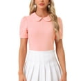 thumbnail image 1 of INSPIRAR CHIC Blusa de Mujer Vintage con Cuello Peter Pan y Mangas Cortas con Contraste XL Rosa, 1 of 6