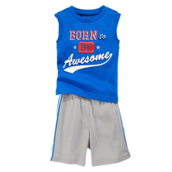 First Impressions Infant Boy 2 PC Born To Be Awesome Tank Top Mesh Shorts 6-9m