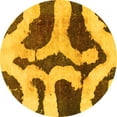 thumbnail image 1 of Ahgly Company Machine Washable Indoor Round Abstract Yellow Modern Area Rugs, 6' Round, 1 of 4