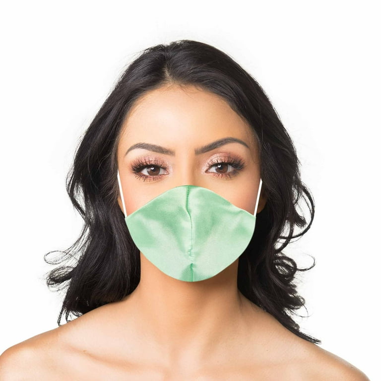 DALIX Exclusive Charmeuse Satin 3 Layer Face Mask in Mint Green