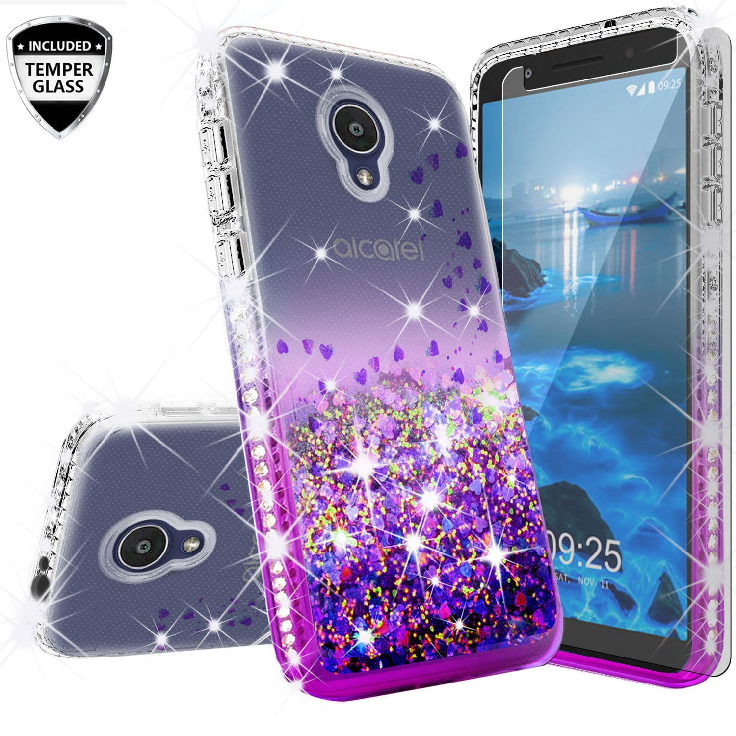Alcatel 1x Evolve, TCL LX, Avalon V, IdealXTRA Case, Liquid Glitter