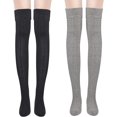 thumbnail image 1 of Calcetines hasta la rodilla para mujer, 2 pares de calcetines hasta la rodilla, calcetines largos hasta la rodilla de algodón para niñas y alumnos Retro kaili Sencillez, 1 of 5