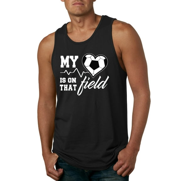 Wild Bobby, My Heart Is On That Soccer Field, Sports, Men Graphic Tank Top, Black, Small