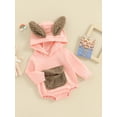 thumbnail image 3 of JYYYBF Infant Baby Easter Hood Jumpsuit Bunny Ear Long Sleeve Front Fuzzy Pocket Romper, 3 of 7